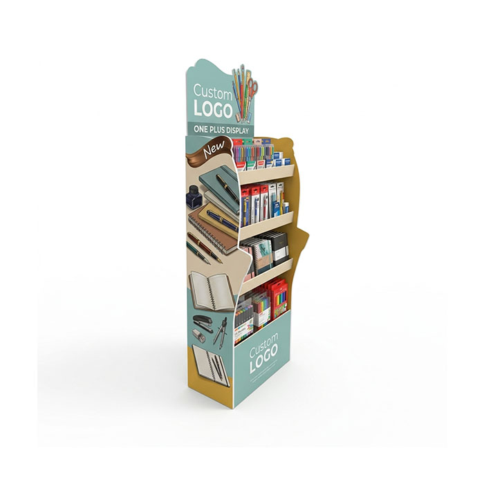 Custom Cardboard Display Stand for Stationery, Pens & Notebooks | Retail Floor Merchandiser SKU-202609090605678