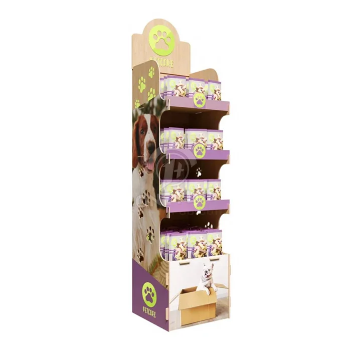 Custom PVC Floor Display Stand for Pet Supplies 4-Tier Waterproof 3P Board Rack