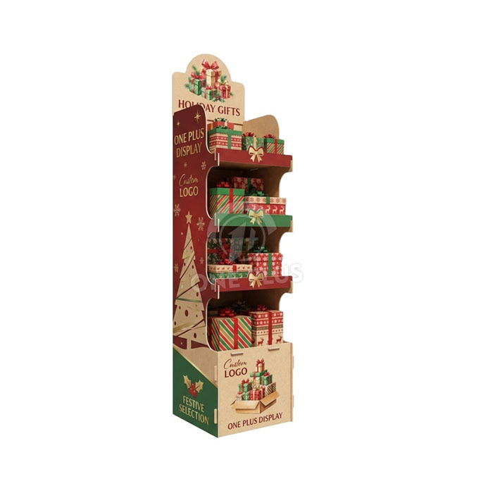 Custom Cardboard Display Stand for Holiday Gifts & Festive Boxes | Retail Floor Merchandiser SKU-202609100909188