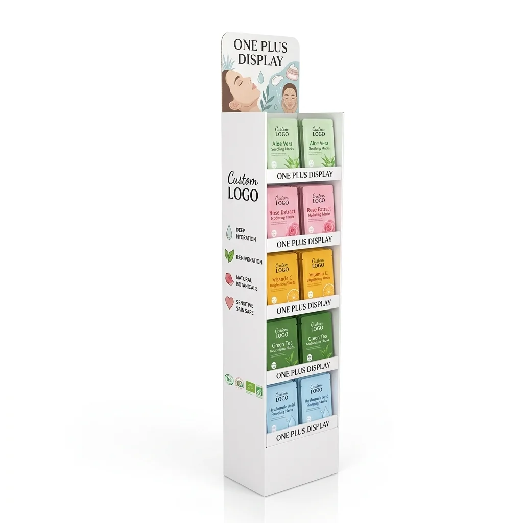 Premium 5-Tier Custom Cardboard Floor Display for Facial Masks & Skincare