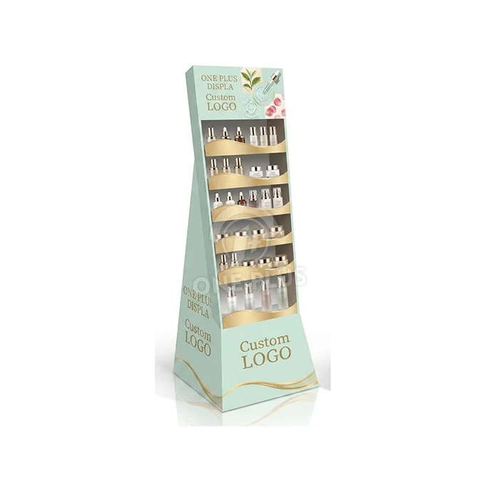 6-Tier Custom Cardboard Floor Display for Skincare & Luxury Beauty Products