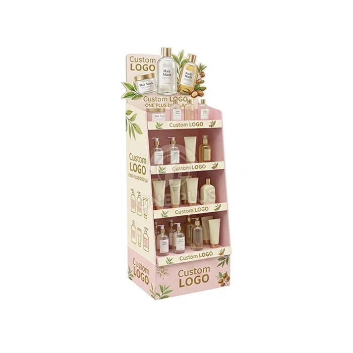 Premium 4-Tier Custom Cardboard Floor Display for Skin Care & Beauty Products