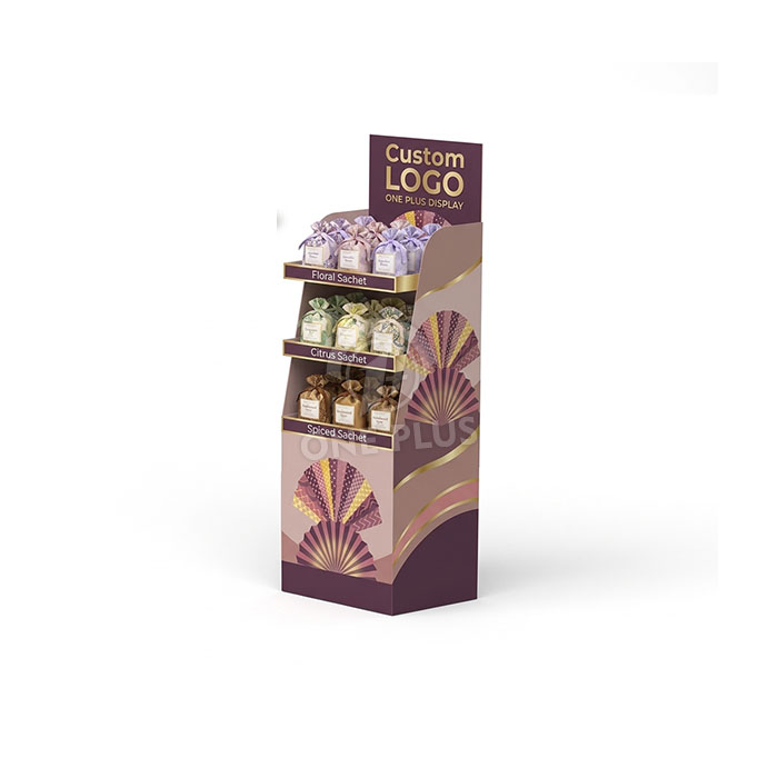Custom Cardboard Display Stand for Aromatherapy & Fragrance Sachets | Retail Floor Merchandiser SKU-202609160706930