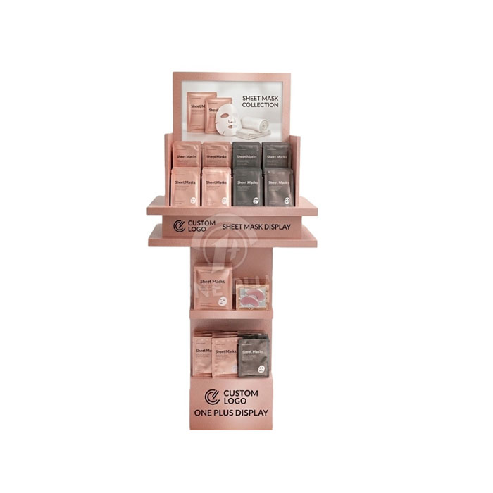 Custom Cardboard Display Stand for Facial Masks & Skincare Sheets | Retail Floor Merchandiser SKU-202609180714339