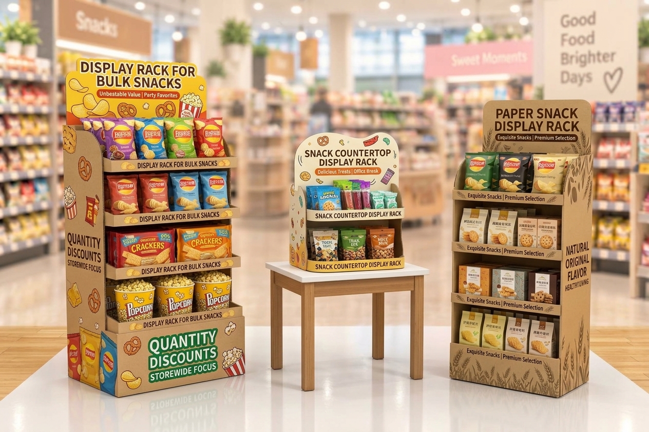 Food & Snack Display Stands: Board Grade, Moisture Resistance, and Retailer Compliance